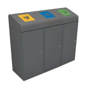 Berlin Recycling station sorting slots indoor and outdoor grey bin render