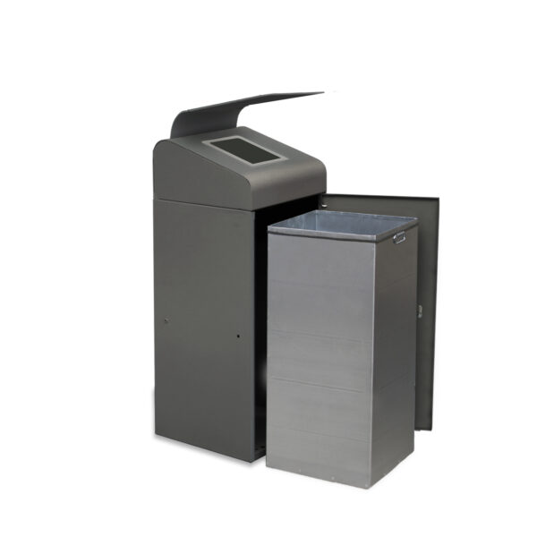 Berlin Urban Grey Street Litter Bin with rain hood with internal liner